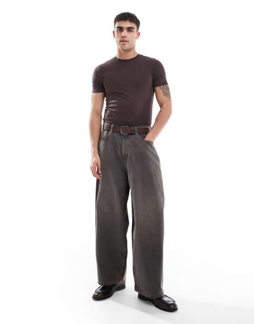 ASOS DESIGN essential muscle fit t-shirt in brown