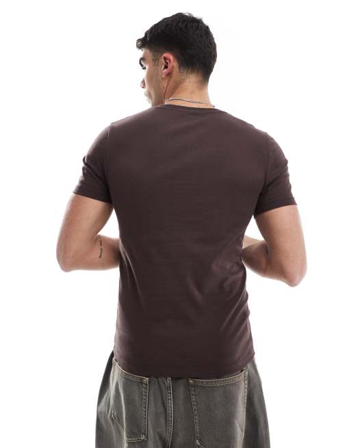 ASOS DESIGN essential muscle fit t-shirt in brown