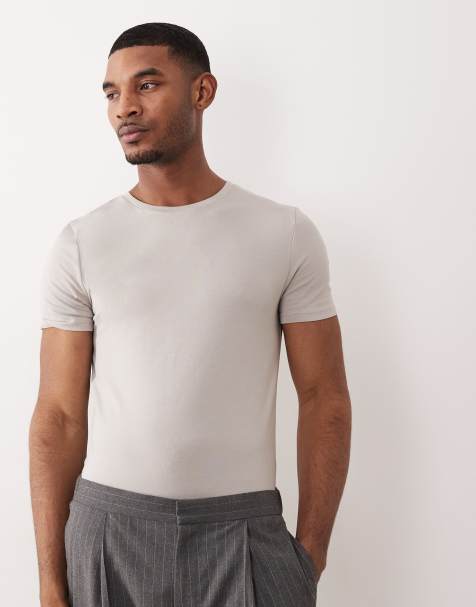ASOS DESIGN essential muscle fit t-shirt in gray - view 1