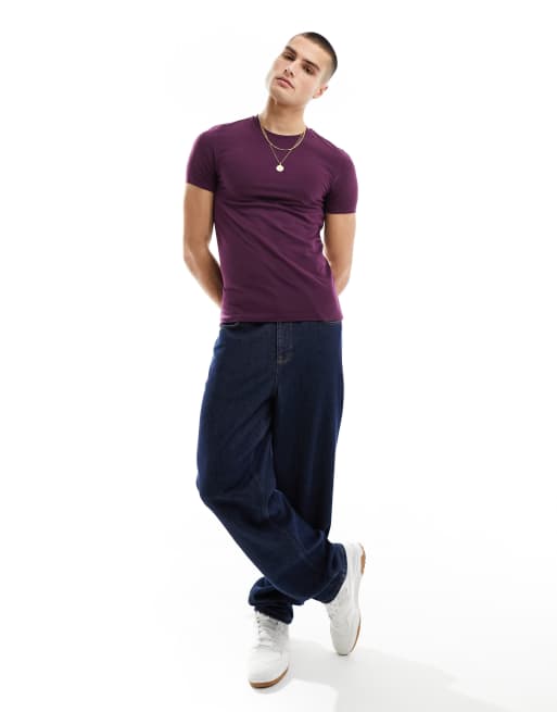 ASOS DESIGN essential muscle fit t-shirt in purple