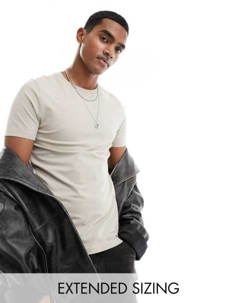 ASOS DESIGN essential muscle fit t-shirt in stone - view 1