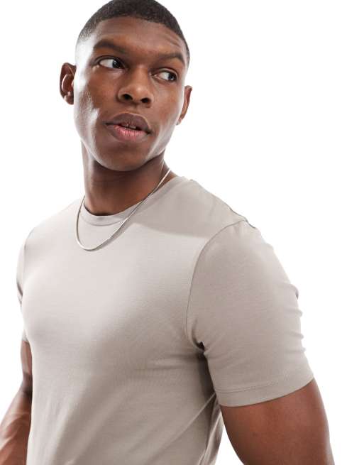 ASOS DESIGN essential muscle fit t-shirt in stone