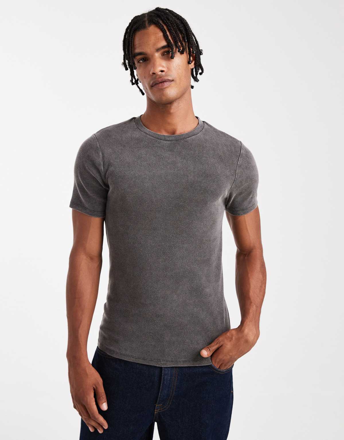 ASOS DESIGN essential muscle fit t-shirt in washed black