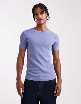 Asos Design Essential Muscle Fit T-shirt In Blue