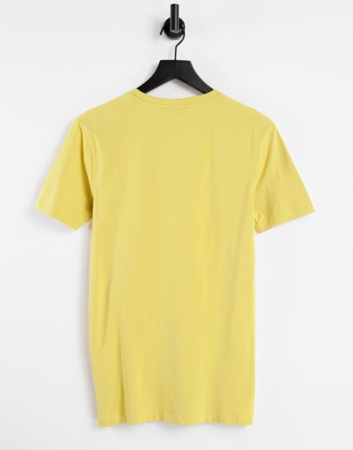 ASOS DESIGN essential muscle fit t-shirt with crew neck in yellow, 2 of 4