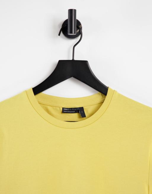ASOS DESIGN essential muscle fit t-shirt with crew neck in yellow, 3 of 4