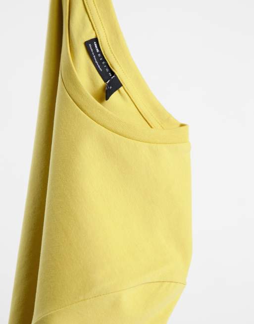 ASOS DESIGN essential muscle fit t-shirt with crew neck in yellow, 4 of 4