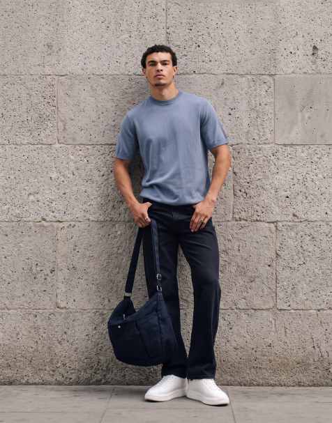 ASOS DESIGN Essential – Niebieski luźny sweter z okrągłym dekoltem z dzianiny o delikatnym splocie - view 1
