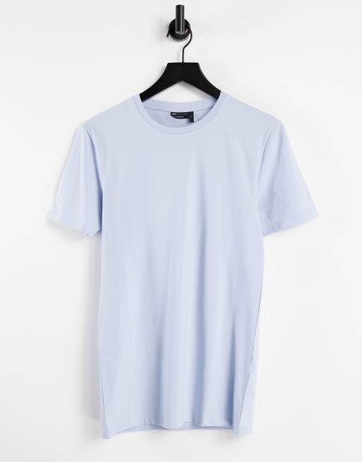 ASOS DESIGN – Essential – Niebieski T-shirt o kroju podkreślającym sylwetkę z okrągłym dekoltem