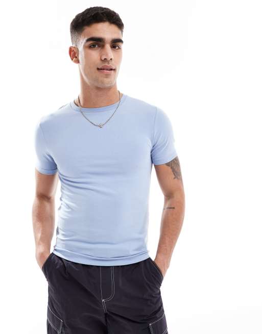 ASOS DESIGN – Essential – Niebieski T-shirt o kroju podkreślającym sylwetkę