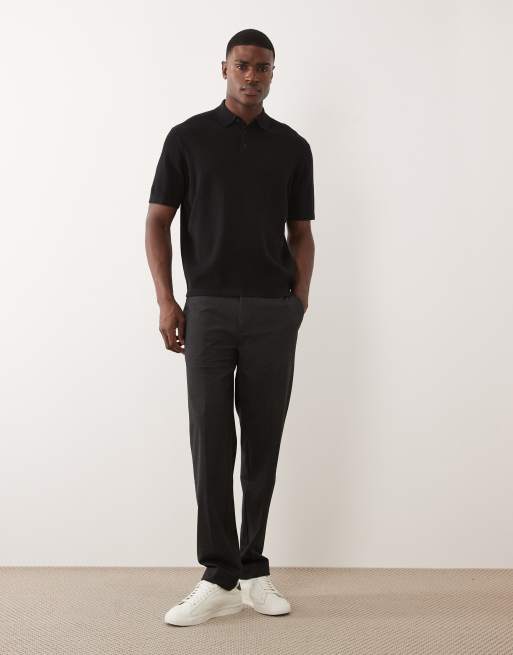 ASOS DESIGN – Essential – Oversize-Polohemd aus Feinstrick in Schwarz, 2 von 5