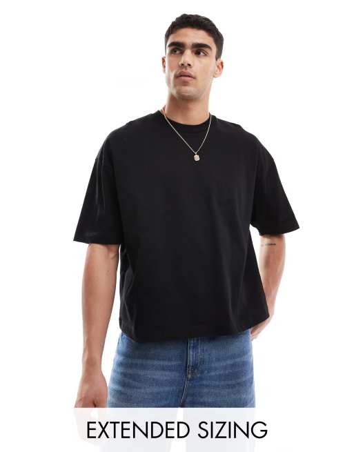 ASOS DESIGN – Essential – Oversize-T-Shirt mit kastigem Schnitt in Schwarz aus schwerem Material, 240 g/m²
