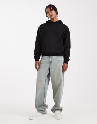 Asos Design Essential Oversized Boxy Hoodie In Black