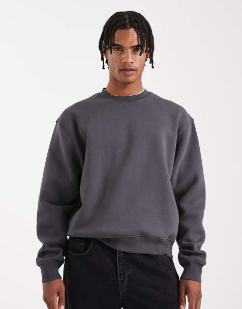 ASOS DESIGN essential oversized boxy sweatshirt in washed black - view 1