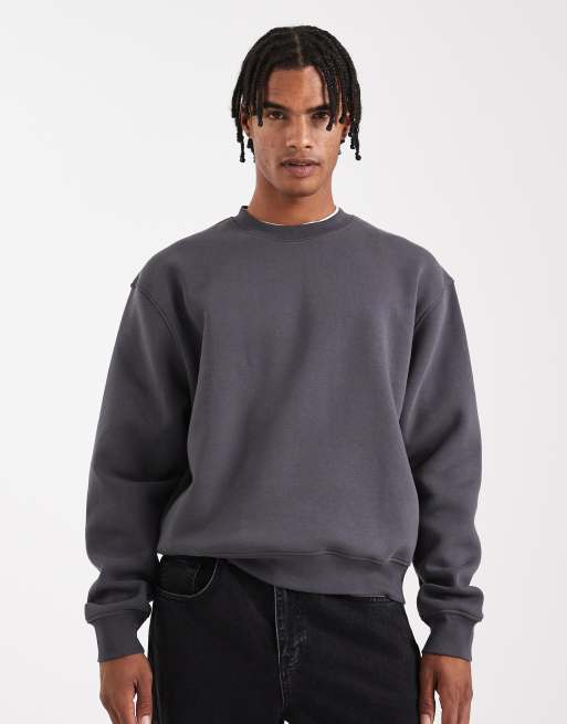 ASOS DESIGN essential oversized boxy sweatshirt in washed black