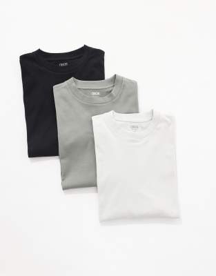 Asos Design Essential Oversized Crew Neck T-shirts 3 Pack In Multi