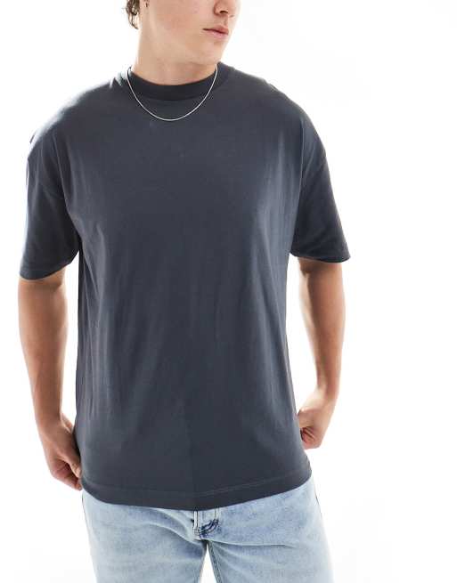ASOS DESIGN essential oversized crew T-shirts in 3 pack in cream, charcoal and khaki 