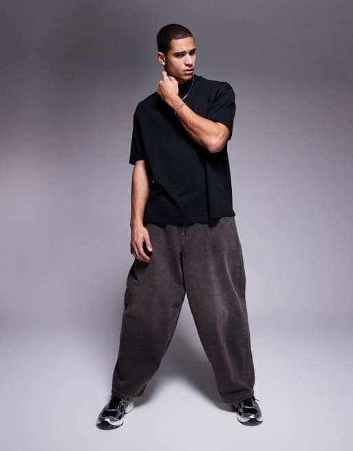 ASOS DESIGN essential oversized t-shirt with high neck in black