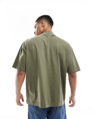 Asos Design Essential Oversized High Neck T-shirt In Green