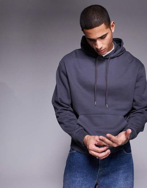 ASOS DESIGN essential oversized hoodie in charcoal - view 1
