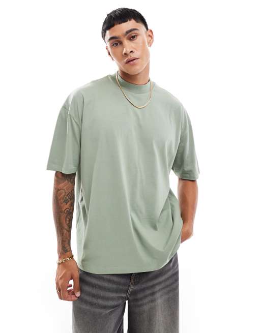 ASOS DESIGN - Essential - Oversized hoogsluitend T-shirt in middengroen