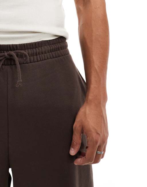 ASOS DESIGN essential oversized joggers in brown, 3 of 5