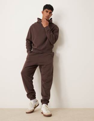 ASOS DESIGN essential oversized joggers in brown