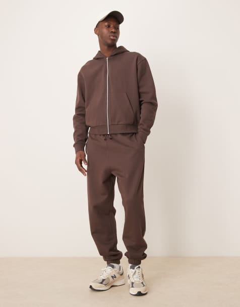 ASOS DESIGN essential oversized joggers in brown - view 1