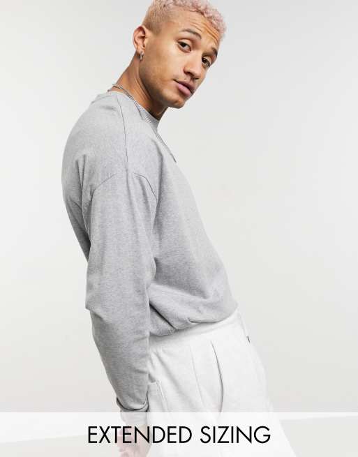 ASOS DESIGN essential oversized long sleeve T-shirt in gray heather