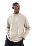 [ASOS DESIGN] ASOS DESIGN essential oversized long sleeve t-shirt in stone-Neutral XL Cobblestone