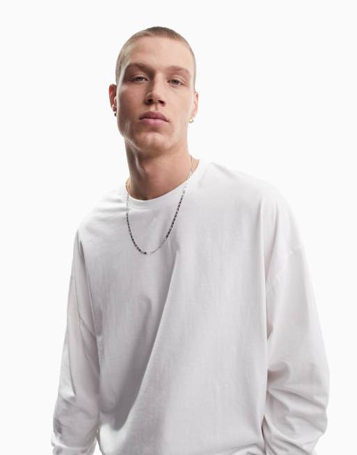 ASOS DESIGN essential oversized long sleeve t-shirt in white