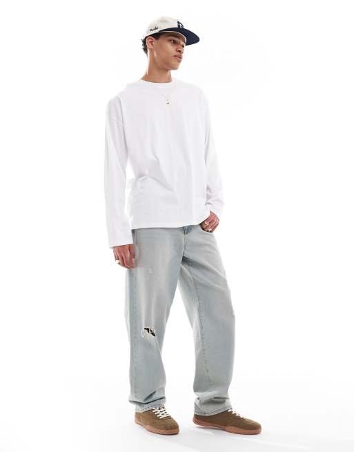 ASOS DESIGN essential oversized long sleeve t-shirt in white