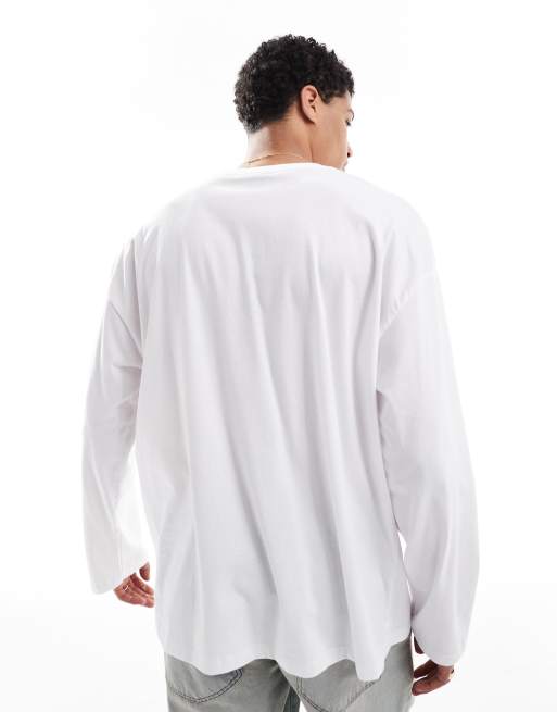 ASOS DESIGN essential oversized long sleeve t-shirt in white