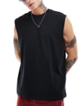 [ASOS DESIGN] ASOS DESIGN essential oversized singlet with dropped armholes in black XS BLACK