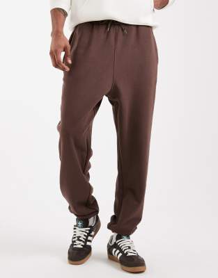 Asos Design Essential Oversized Sweatpants In Brown