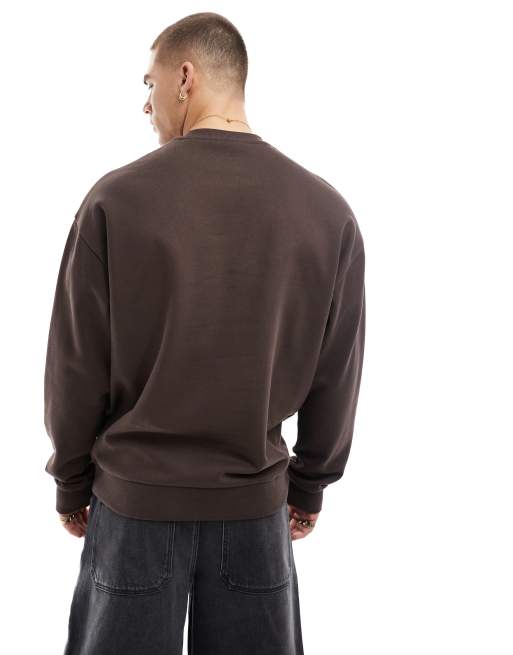 ASOS DESIGN essential oversized sweatshirt in brown, 3 of 4