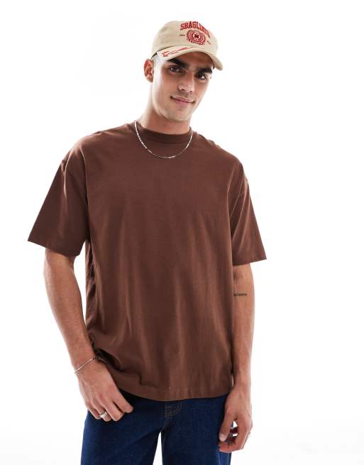 ASOS DESIGN essential oversized t-shirt in brown   