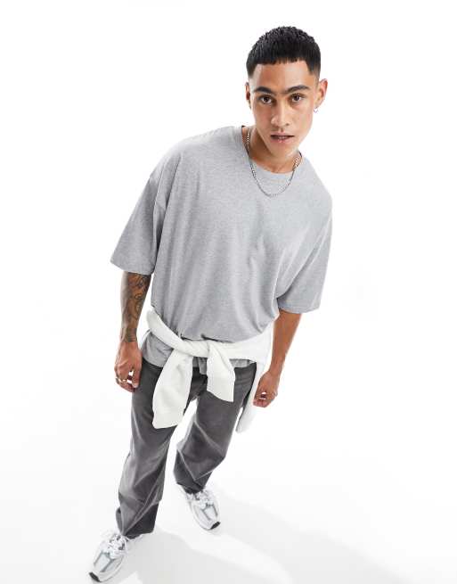 ASOS DESIGN essential oversized t-shirt in grey marl