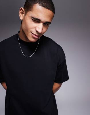 ASOS DESIGN essential oversized t-shirt with high neck in black
