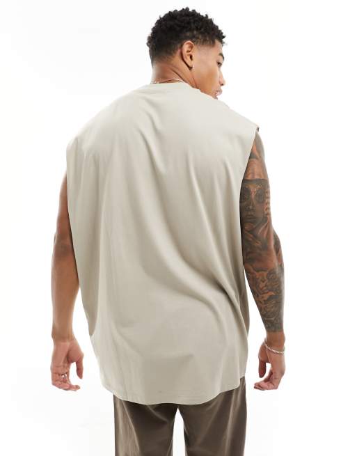 ASOS DESIGN essential oversized tank in stone , 4 of 4