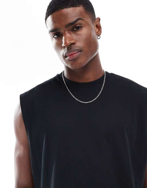 ASOS DESIGN oversized tank in black