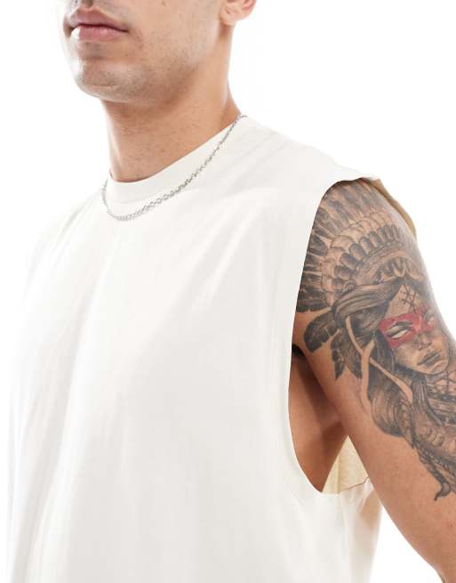 ASOS DESIGN oversized tank in cream
