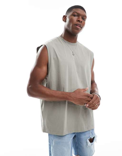 ASOS DESIGN essential oversized tank top in khaki green 