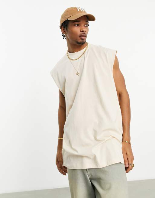 ASOS DESIGN essential oversized tank top in off white  