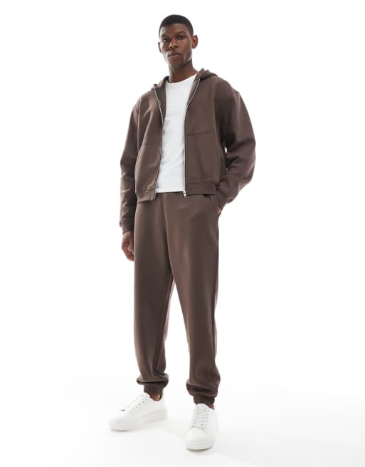ASOS DESIGN essential oversized trackies in brown
