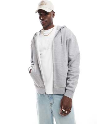 ASOS DESIGN ASOS DESIGN essential oversized zip through hoodie in grey marl