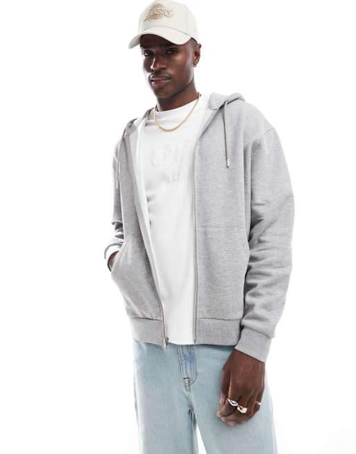 ASOS Design Essential Oversized Zip Up Hoodie in Heather Gray