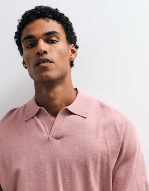 ASOS DESIGN - Essential - Polo comoda in maglia sottile rosa con intaglio, 3 di 5