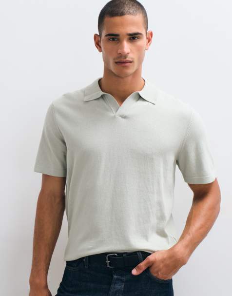 ASOS DESIGN - Essential - Polo comoda in maglia sottile salvia con intaglio - view 1
