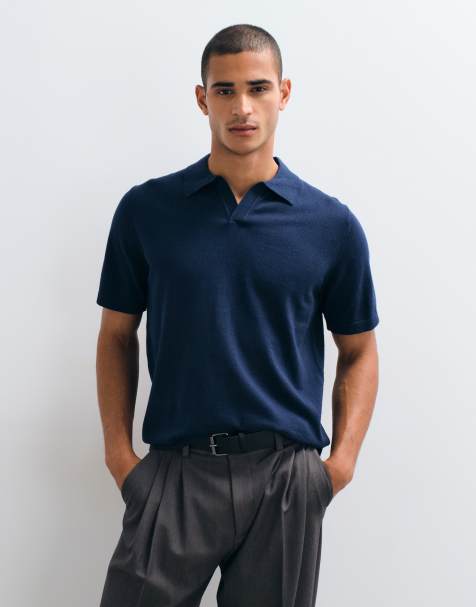 ASOS DESIGN - Essential - Polo décontracté en maille fine avec encoche - Bleu marine - view 1